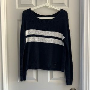 XS Hollister Navy Blue and White Knit Sweater